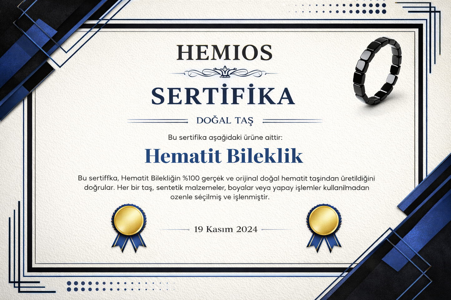 Hemios® Hematit Erkek Güç Bilekliği